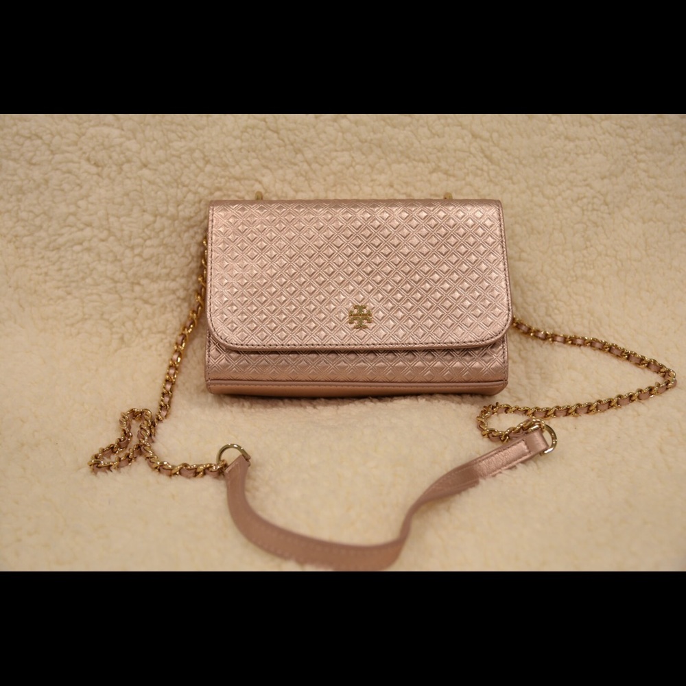 Tory Burch Marion Rose Gold Embossed Bag